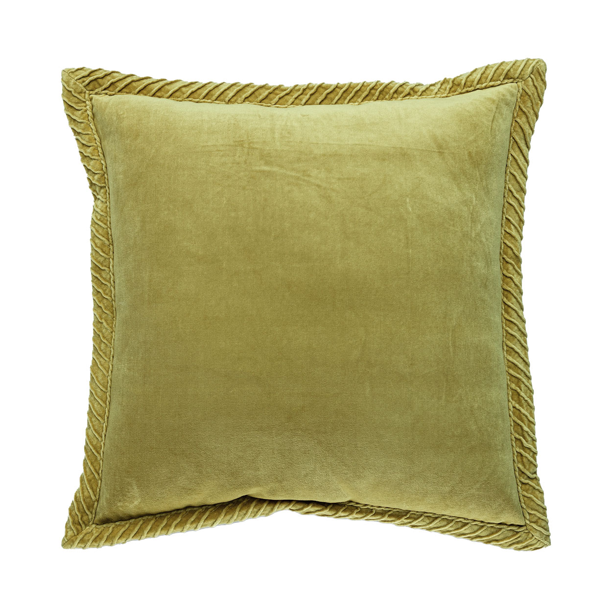 Sierkussen velours Tucked border warmgreen 50x50 cm