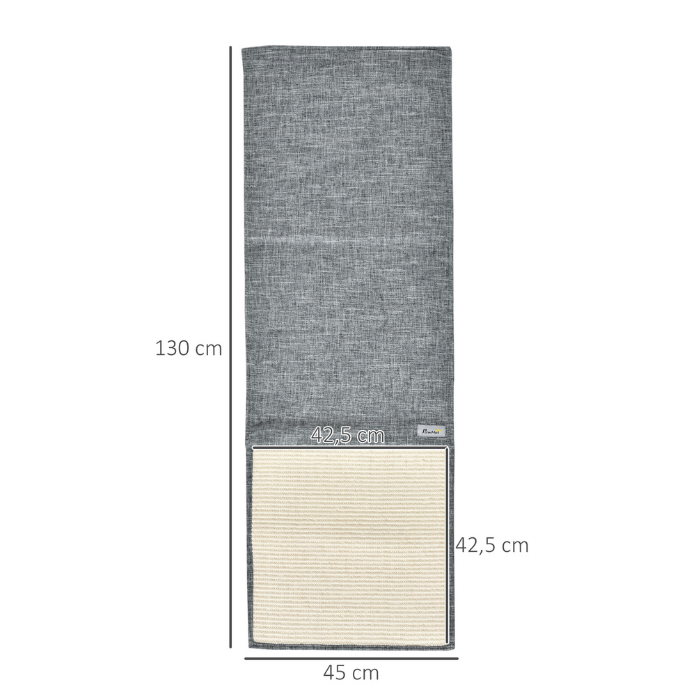 Lot de 2 tapis griffoir chat grattoir chat en sisal grattoir de canapé, sol ou mur dim. 130l x 45l cm gris