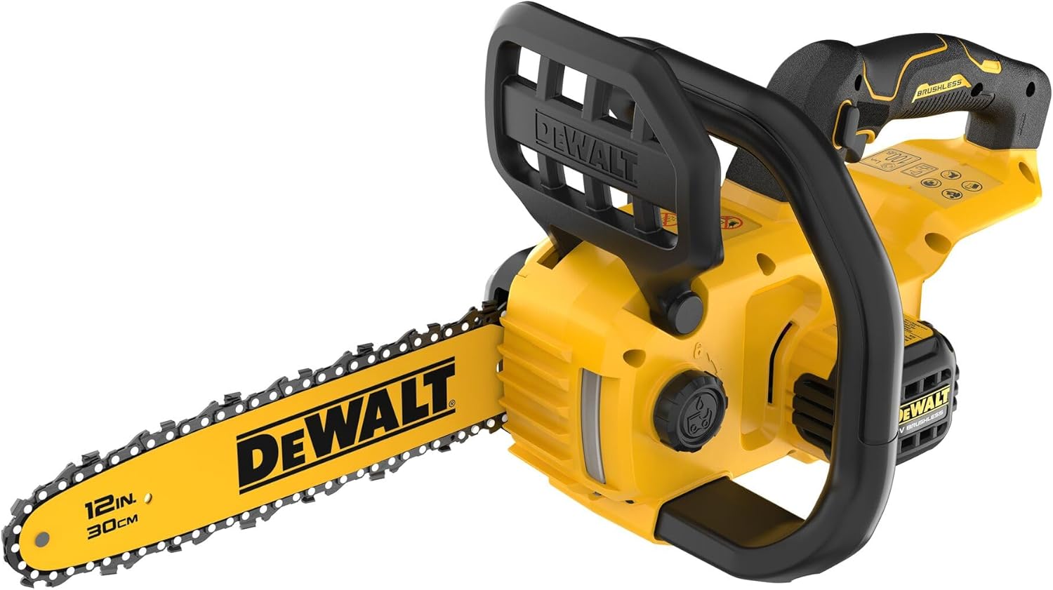 DEWALT 18 Volt Akku-Kettensäge 30 cm (bürstenloser Motor, automatische Kettenschmierung, halbtransparenter Öltank, Motorbremse, Lieferung ohne Akku & Ladegerät), DCMCS565N-XJ
