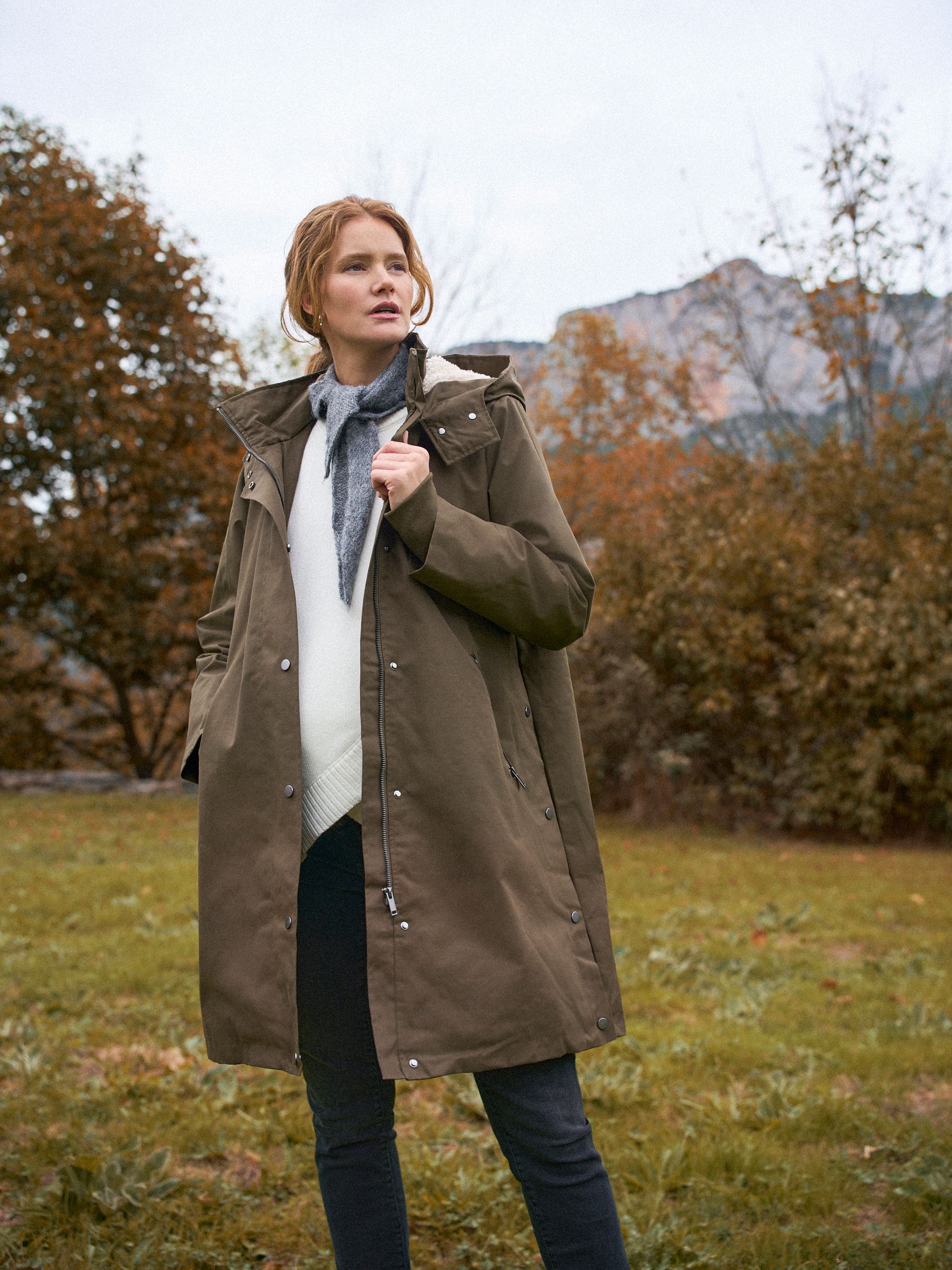 Khaki - Seraphine 3 in 1 Maternity & Babywearing Parka with Borg Lining