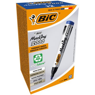 BIC MARKING 2000 - Pack de 12 marqueurs permanents - pointe ogive - bleu