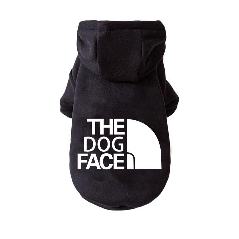 (Gr. L) Baumwoll Hunde Pullover Haustier Kleidung Kaputzen Hoodie - Schwarz