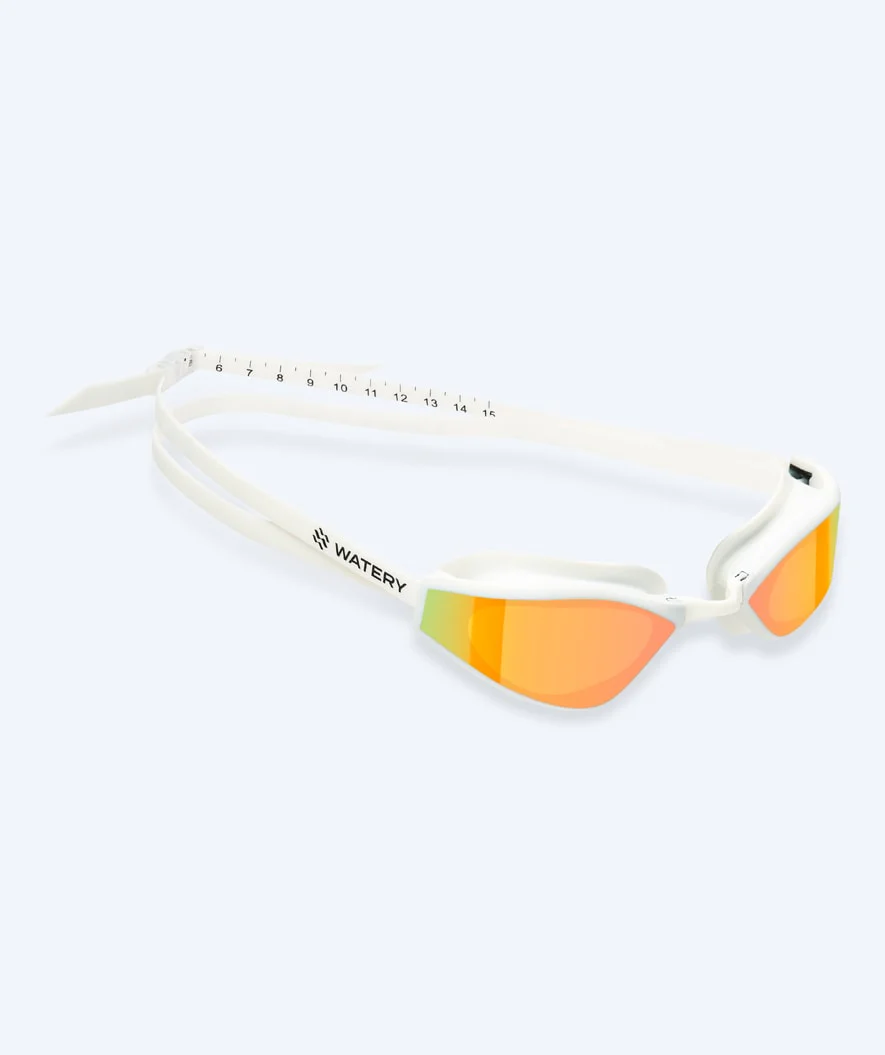 Watery Elite svømmebriller - Storm Racer Mirror - Hvid/guld
