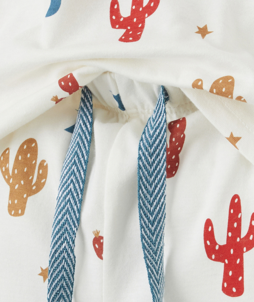 PYJAMA GARÇON EN COTON BIO ÉCRU AVEC IMPRIMÉ CACTUS ET LUNE COLORÉ