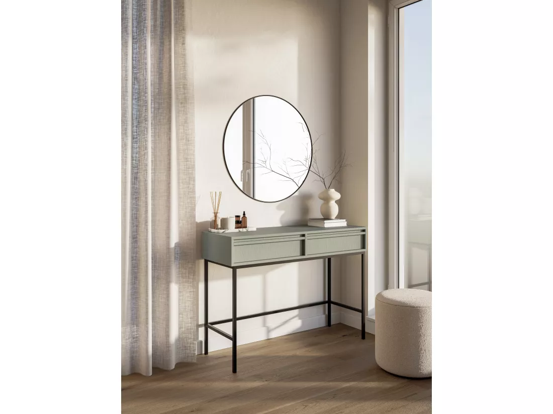 Coiffeuse - 110 cm - avec tiroirs et cadre - vert sauge - EVO