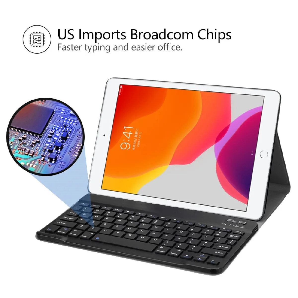 Universal Étui clavier BT3.0 iPad 10.2 - Or et Blanc