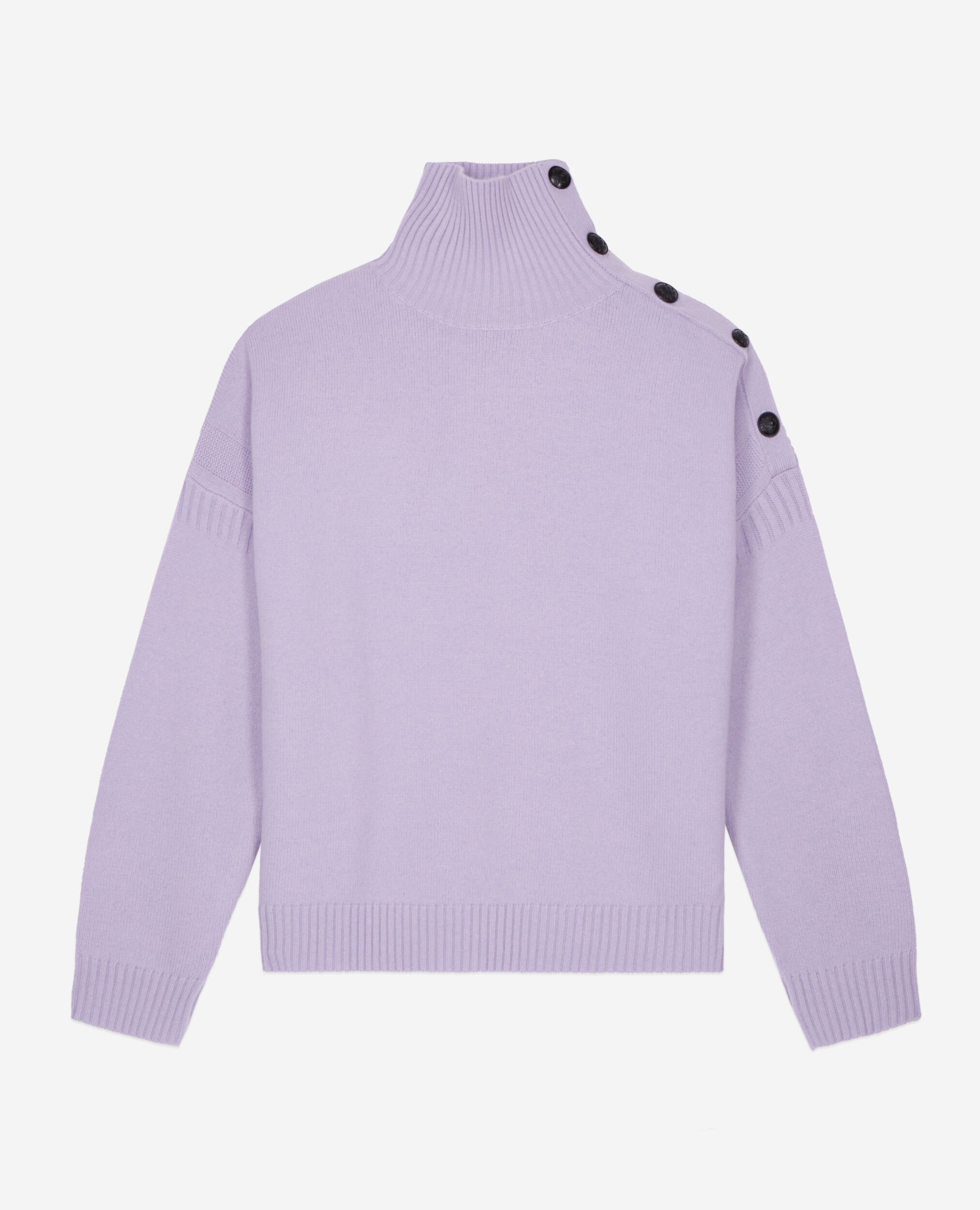 Purple wool and cashmere sweater with buttons