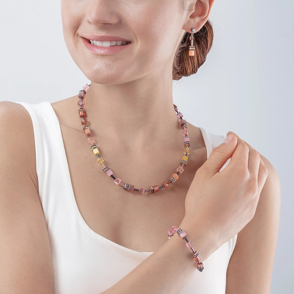 Collier Coeur de Lion Géocube Iconic multicoloreVintage Lilas/Jaune