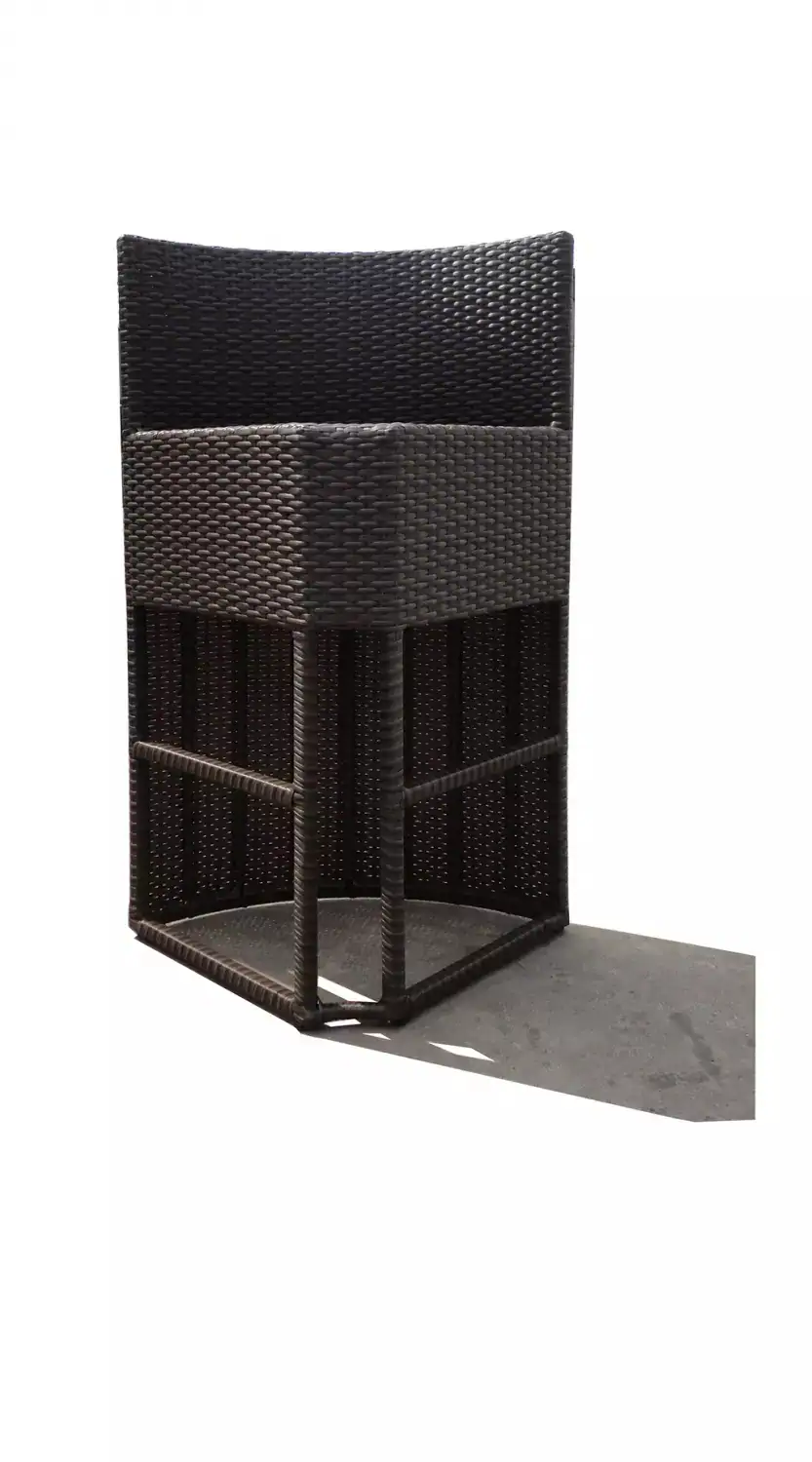 PureHaven Bar-Set 100x110 cm wetterbeständiges Polyrattan elegantes Design für bis zu 4 Personen inkl. Sitzauflagen Tisch mit Glasplatte grau