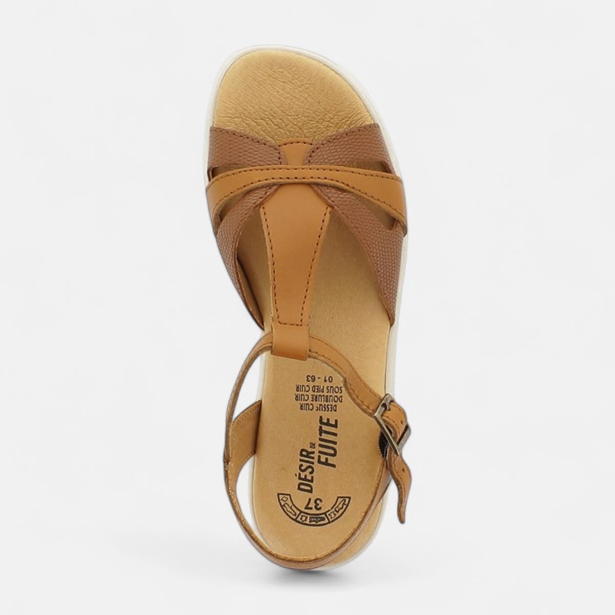 Sandales Femme en cuir camel