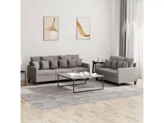 Ensemble de canapés 2 pièces avec coussins Taupe Tissu