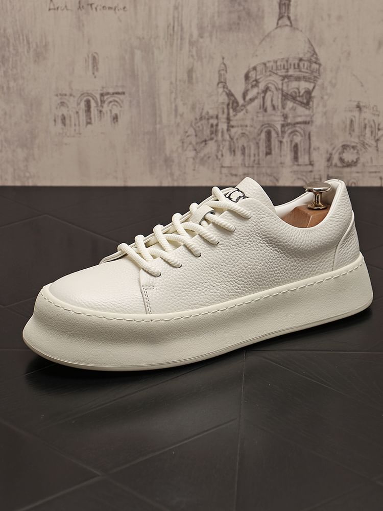 Mr Ozera - Platform Plain Lace Up Sneakers