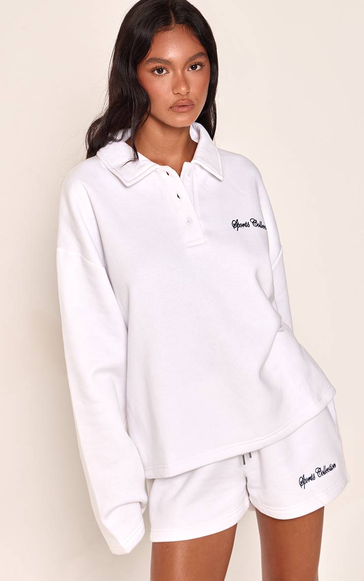 Blanc Short De Jogging Léger Brodé Collection Sports