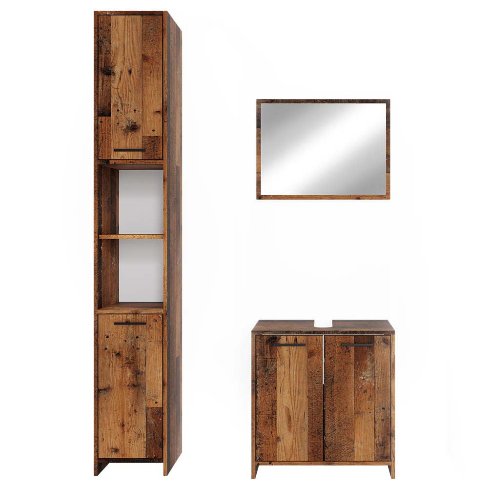 Vicco Badmöbelset Kiko Old Style modern Badezimmerschrank Badschrank Badezimmermöbel Waschtischunterschrank Badspiegel Hochschrank Schranktür Schrankfach Schrankregal