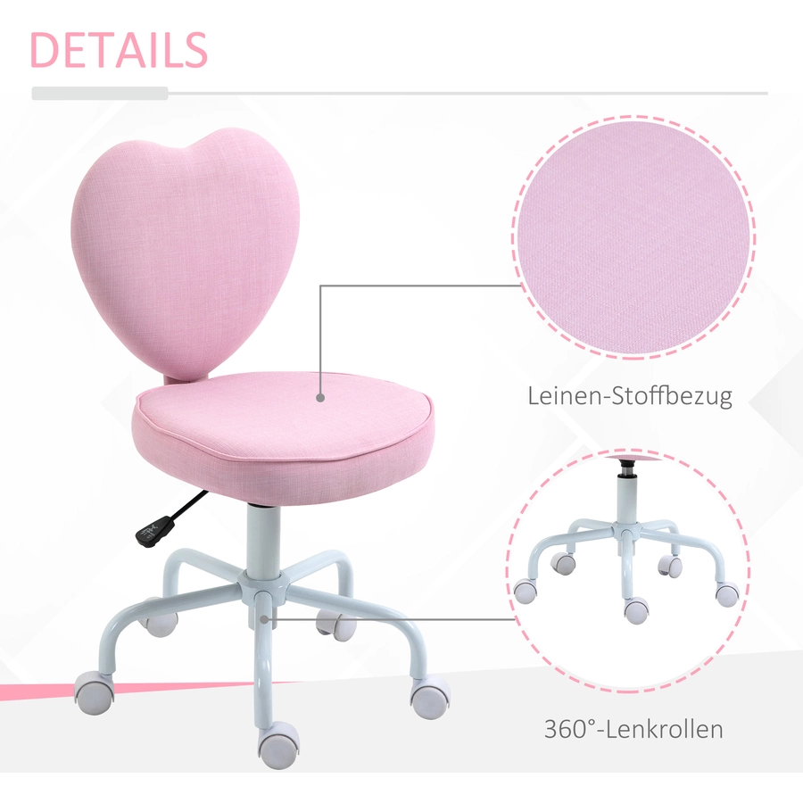 HOMCOM Schreibtischstuhl in Herzform rosa