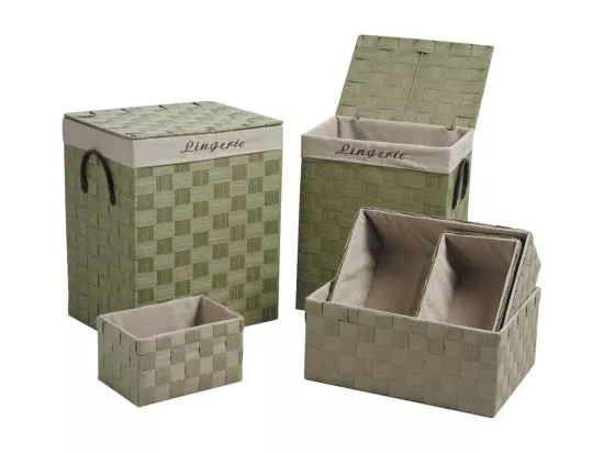 2 paniers à linge + 4 corbeilles en corde (Lot de 6)
