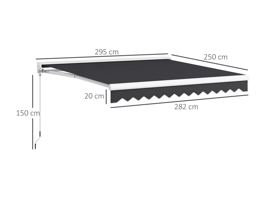 Store banne électrique manuel rétractable dim. 2,95L x 2,50l m anthracite