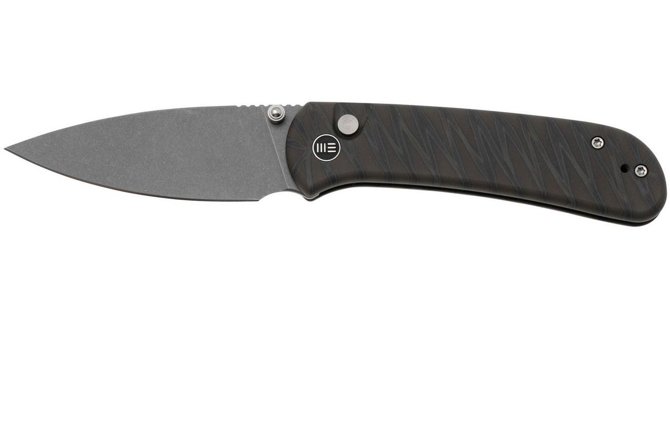 WE Knife Qubit WE22030F-4  Stonewashed CPM 20CV, Tiger Stripe Flamed Titanium, zakmes