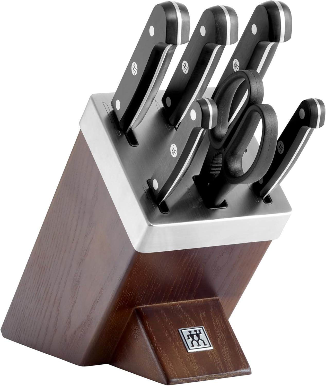 ZWILLING Gourmet Selbstschärfender Messerblock 7-teilig, Rostfreier Spezialstahl, Braun, Made in Germany