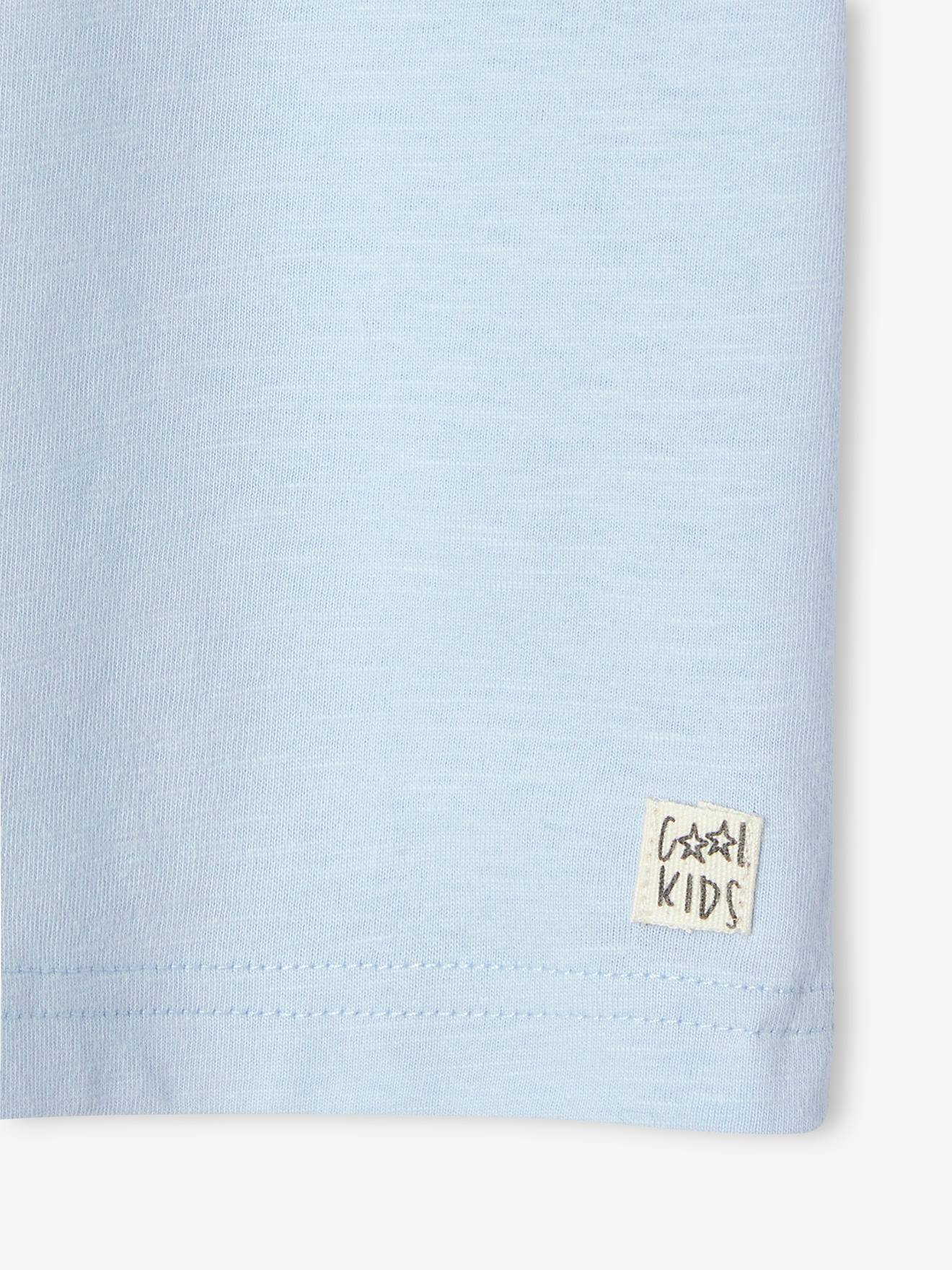 Camiseta de manga curta personalizável para meninos, azul claro