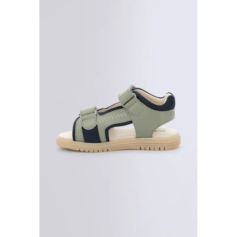 KICKGALACXO KAKI MARINE SANDALES Cuir Garçon