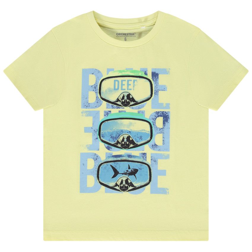 T-shirt manches courtes en jersey avec print pour garçon - Jaune
