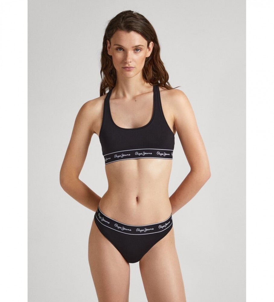Sutiã esportivo Pepe Jeans, algodão preto