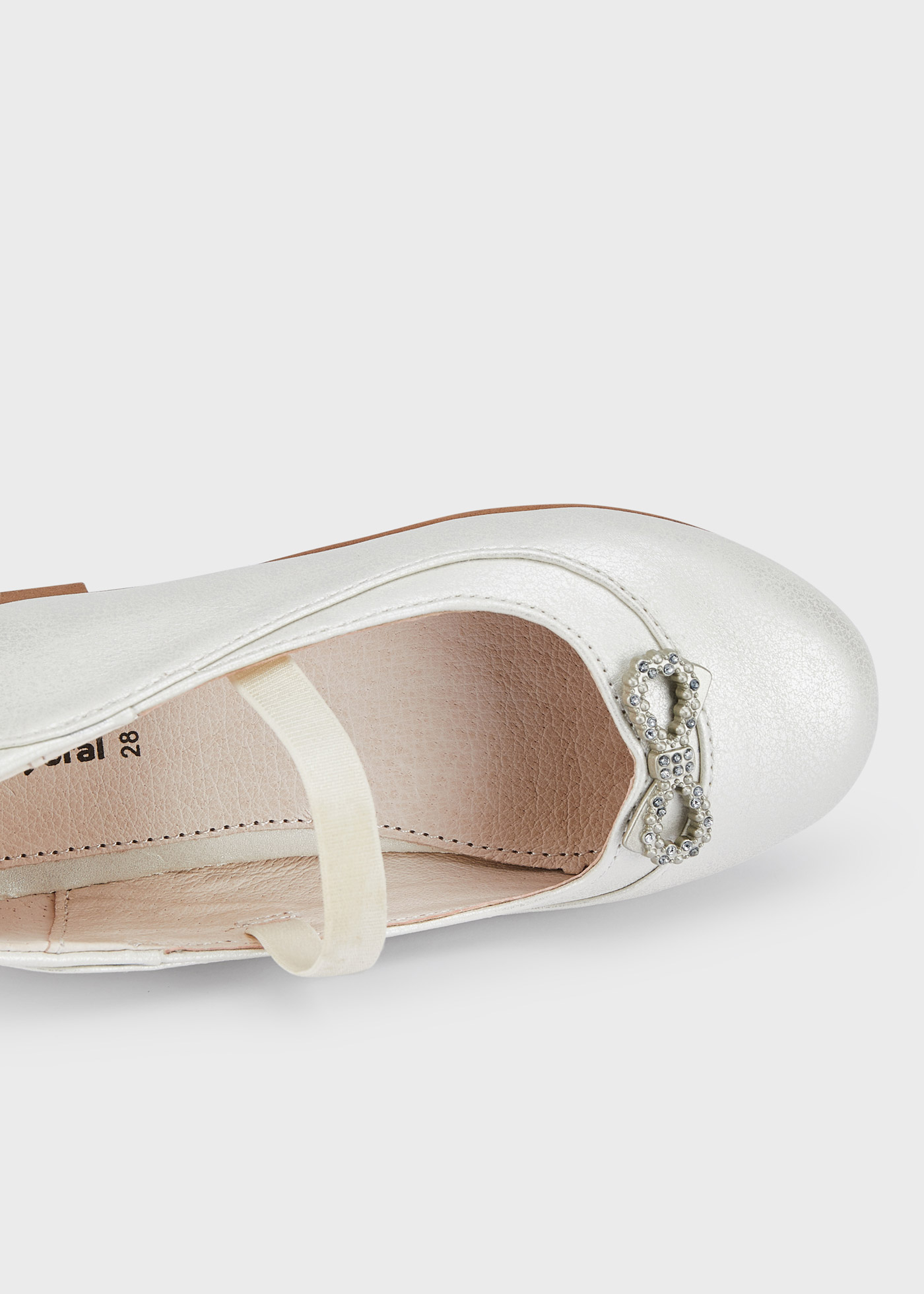 Sapatilhas de bailarina com laço de strass para meninas