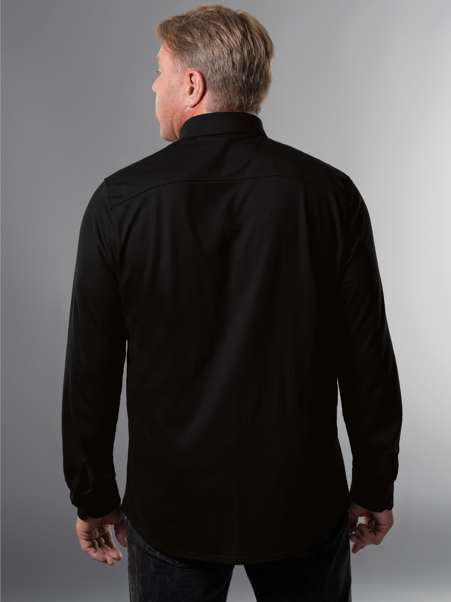 Business-Hemd aus DELUXE-Single-Jersey Schwarz