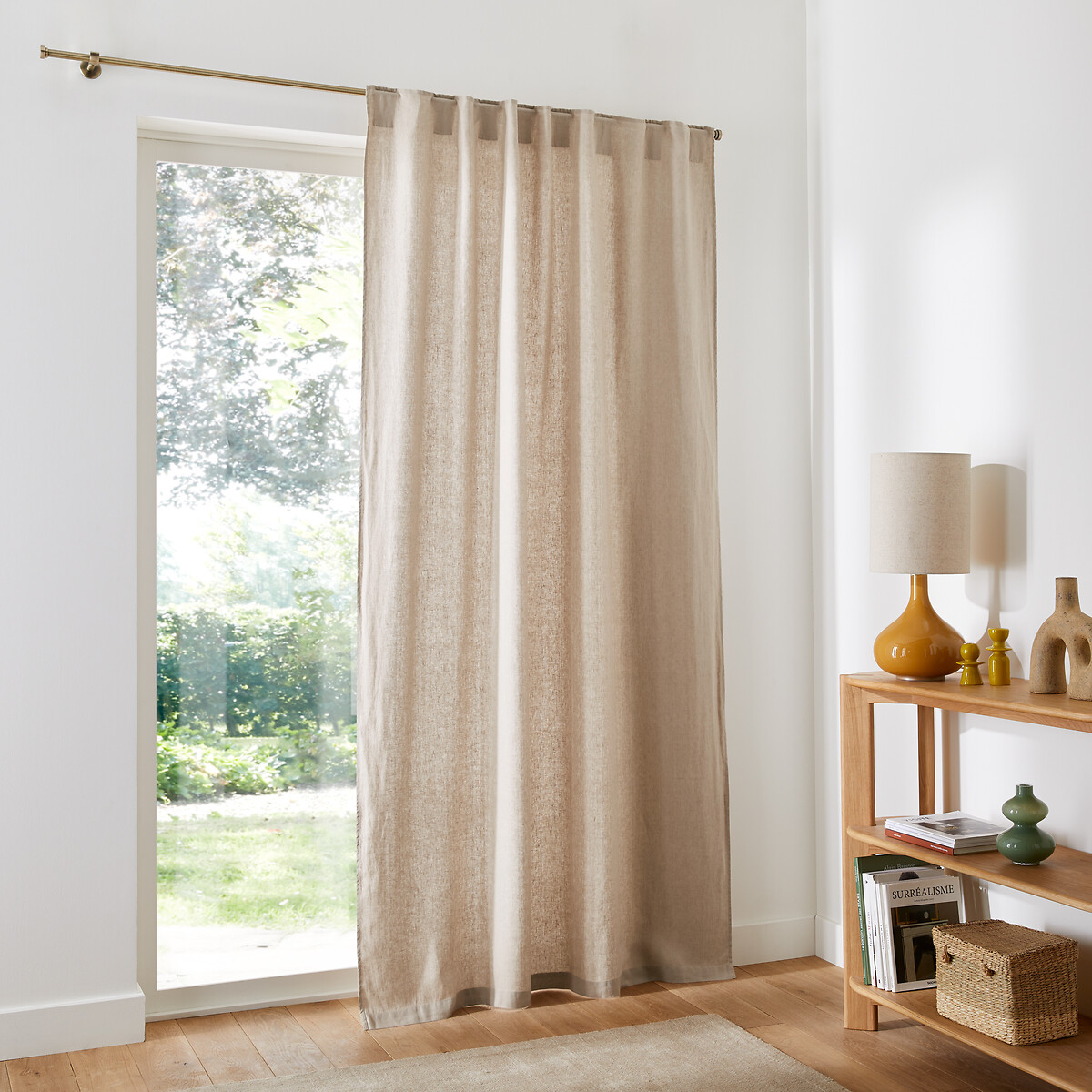 LA REDOUTE INTERIEURS<br>Cortina de linho com acabamento em laços ocultos, Elba