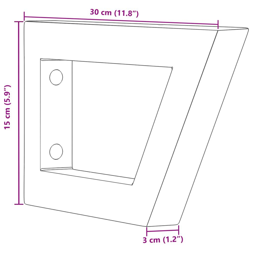 vidaXL Gootsteenplankdragers 2 stuks zwart trapeziumvormig