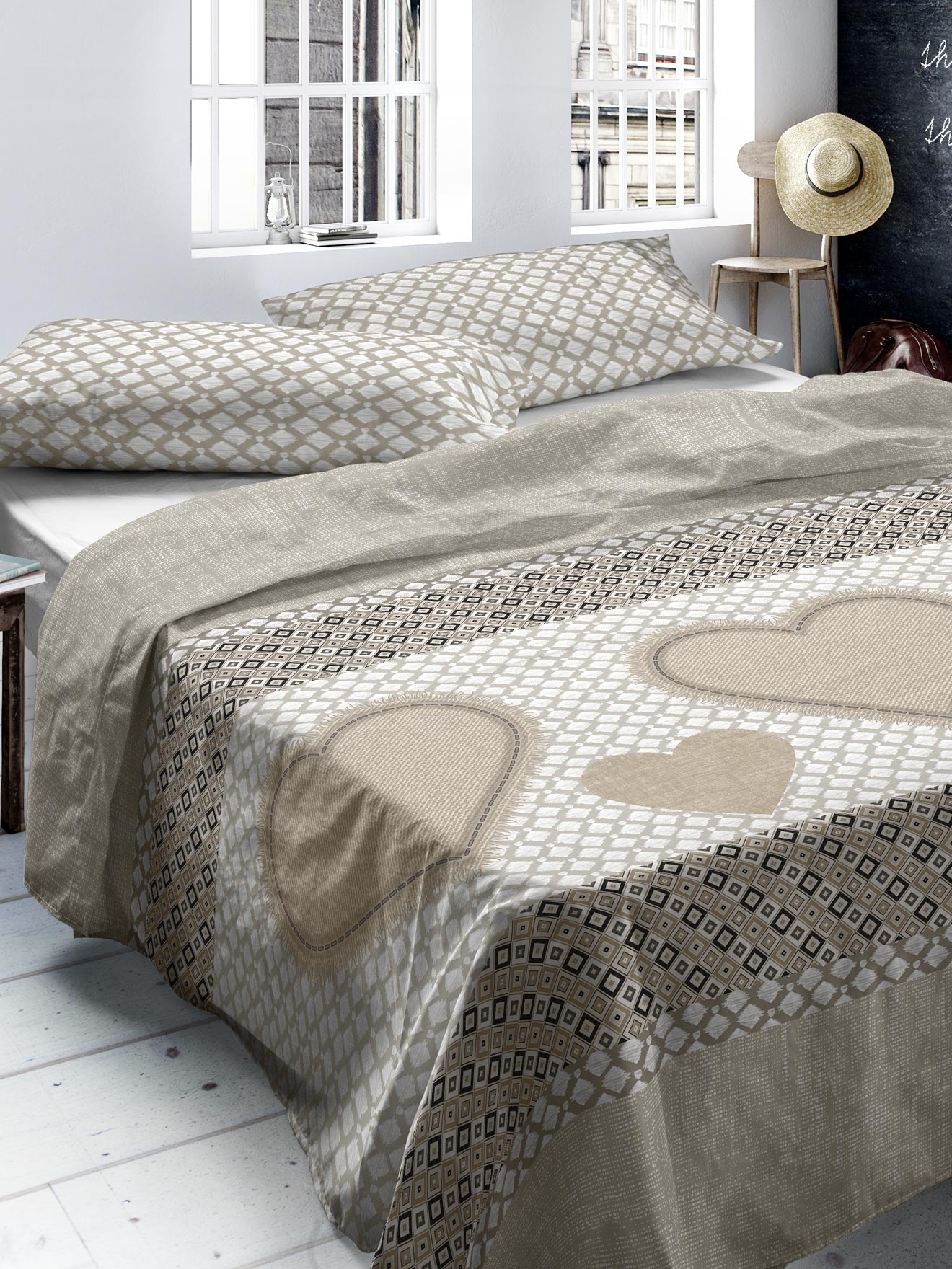 Drap mini motifs géométiques pur coton