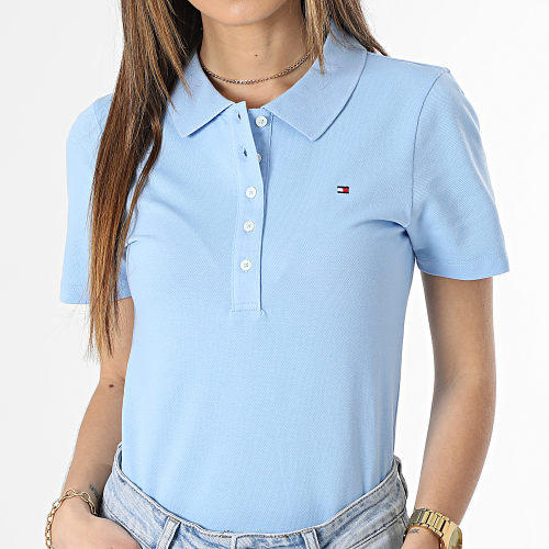 Polo Manches Courtes Slim Femme Piqué 7823 Bleu Clair
