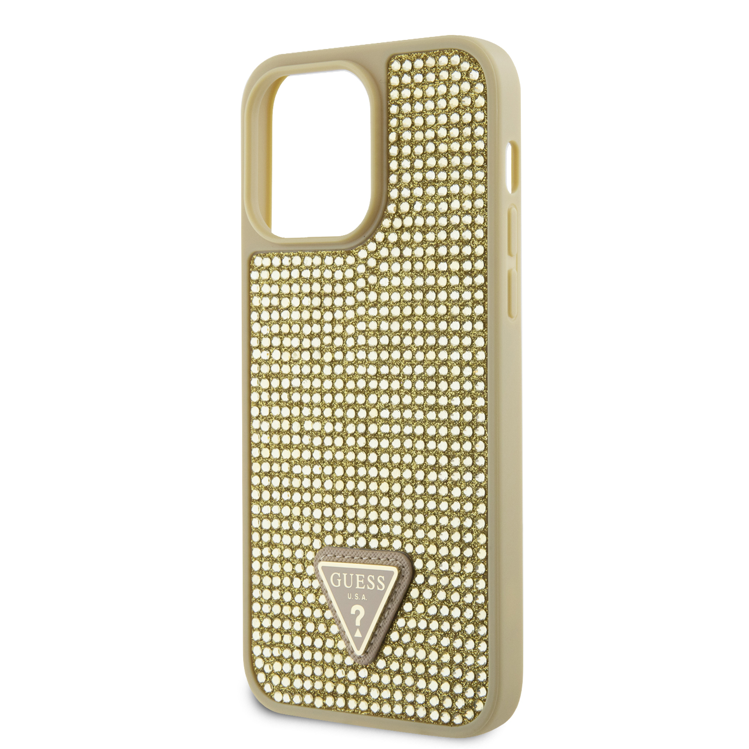 iPhone 14 Pro Max Hybrid Hardcase Hülle Rhinestone Triangle (GUHCP14XHDGTPD) - Gold