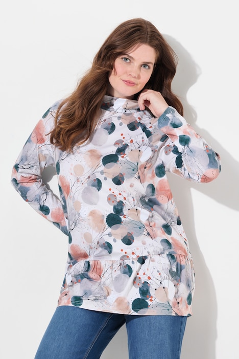 Longshirt, A-Linie, Stehkragen, Langarm, Biobaumwolle