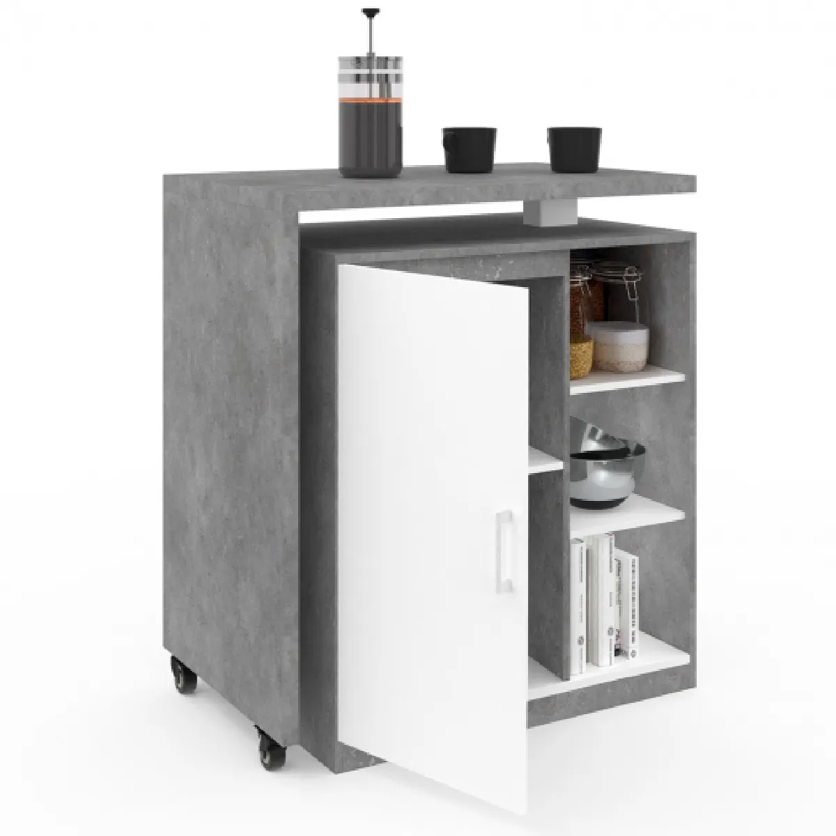 Idmarket Îlot Polo - Béton/Blanc