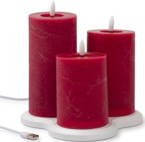 Lumineo - Led Kaarsen - Rood - Set van 3 - Oplaadbaar - Bewegende Vlam