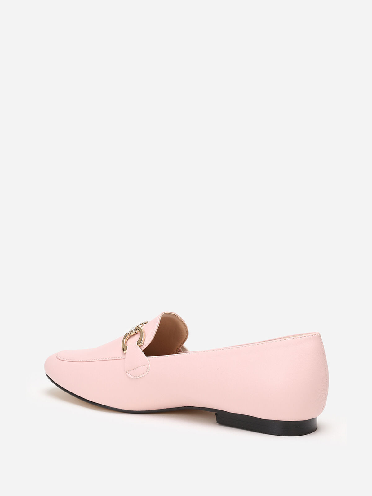 Mocassins à bride chaîne et strass- Rose