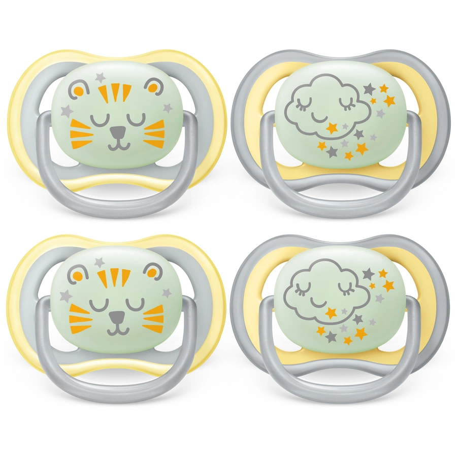 Philips Avent Schnuller ultra air SCF37601, 18m+ Neutral Nighttime, 4 Stück