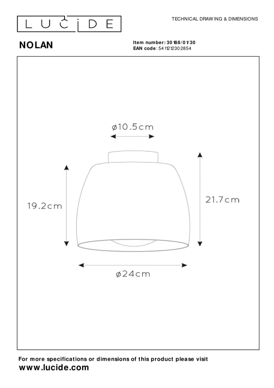 Lucide Nolan plafondlamp Ø24 zwart