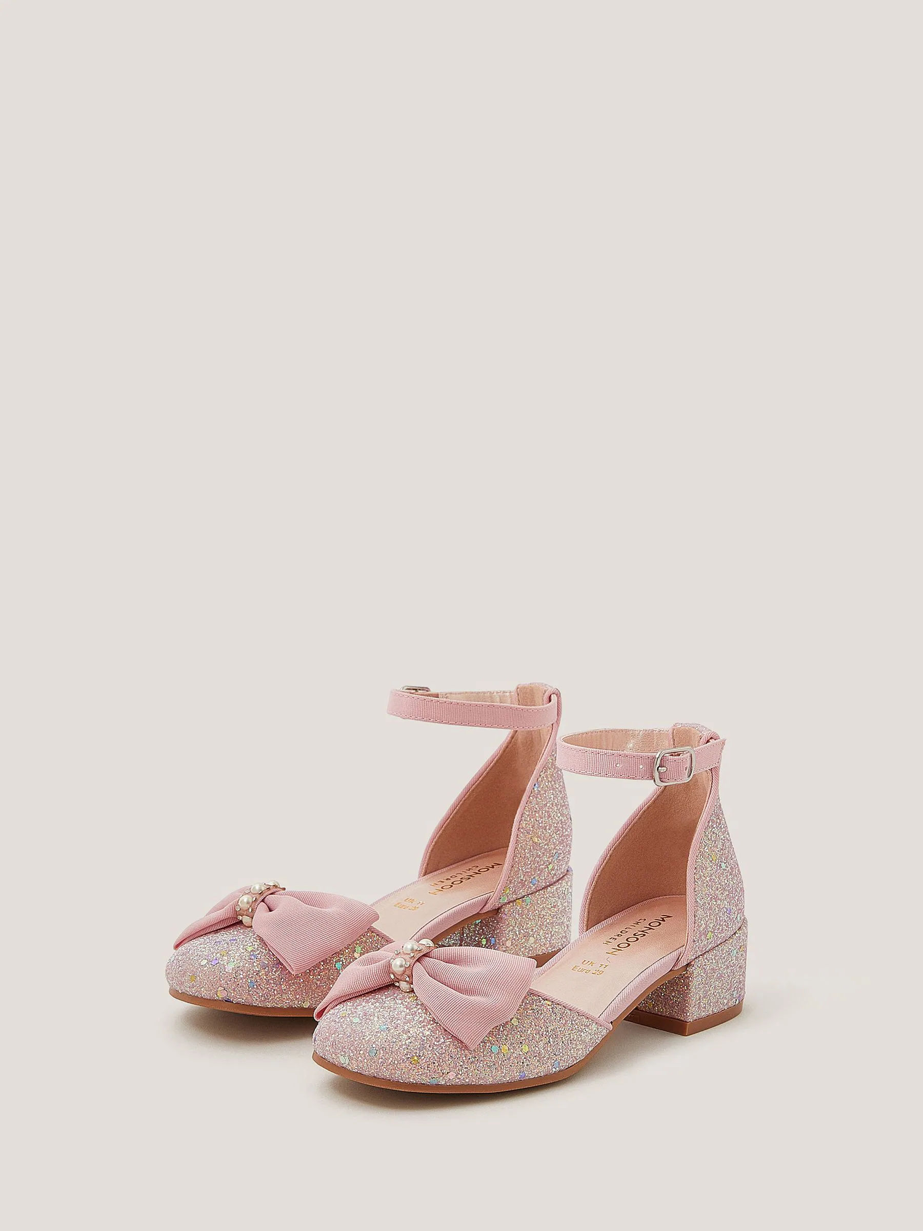 Monsoon Bow Glitter Chunky Heels