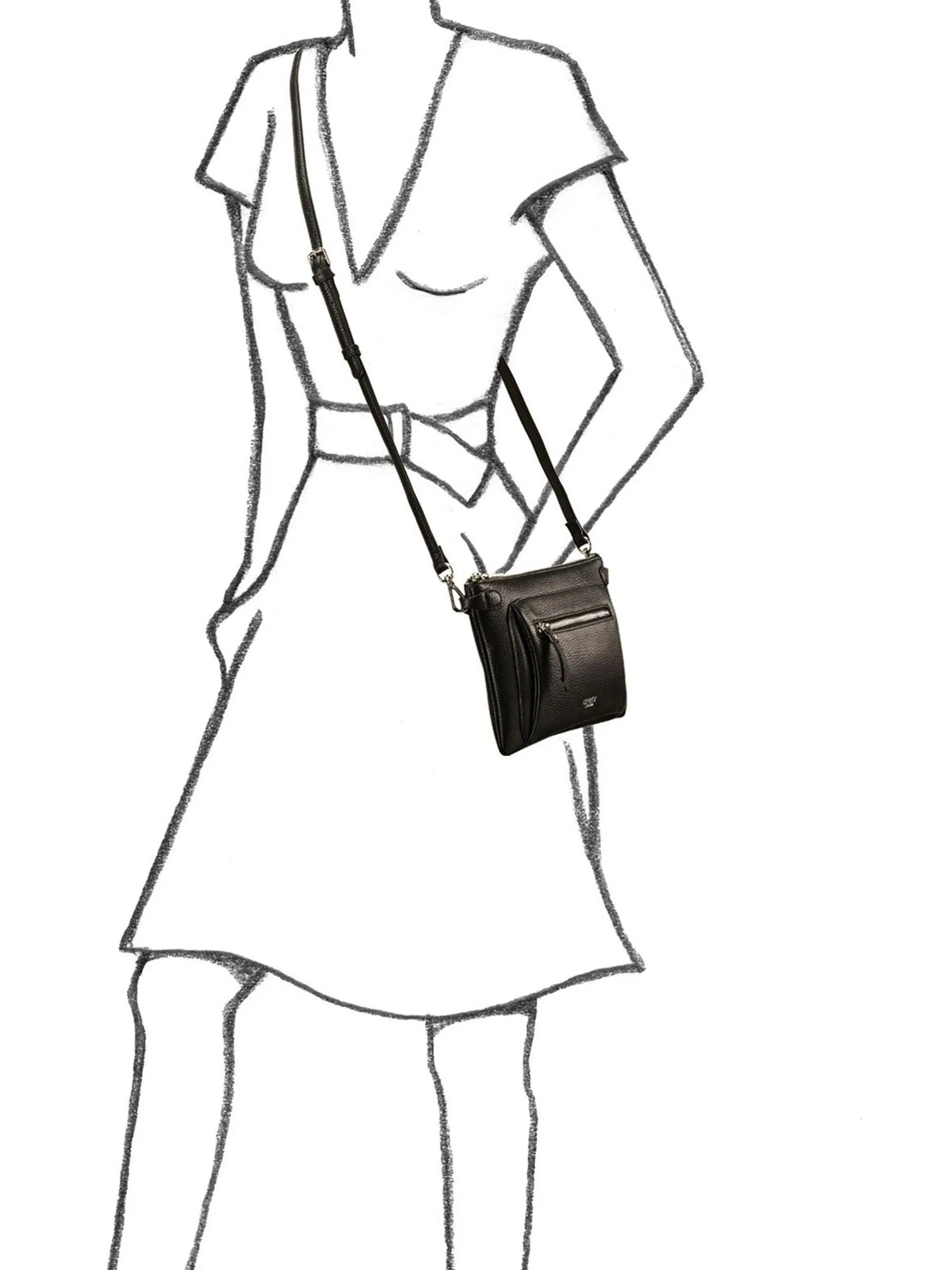 Zwart - OSPREY LONDON De Ruby Leren Schoudertas