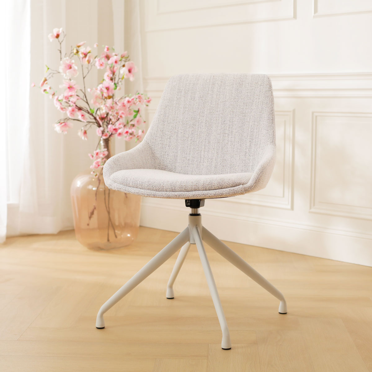 Eetkamerstoel Nola-Isa grijs beige gemêleerd draaibaar - wit