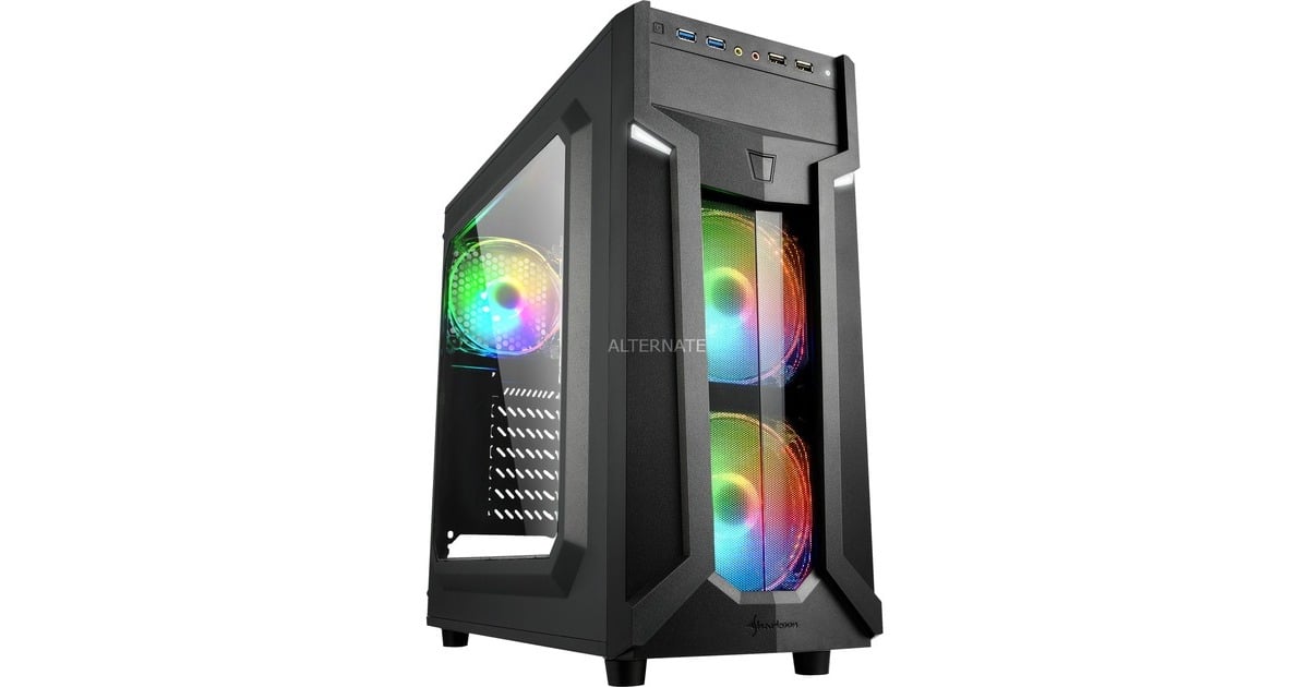 SharkoonVG6-W RGB midi tower behuizing  (Zwart | 4x USB-A | RGB | Window)