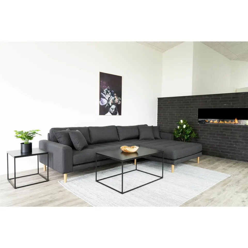 Salontafel Hout & Metaal - Zwart - 60x90x45cm - Tafel Vita