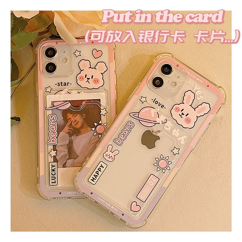 likamika - Transparant hoesje met beer-/konijnenprint - iPhone 16 Pro Max / 16 Pro / 16Plus / 16 / 15 Pro Max / 15 Pro / 15Plus / 15 / 14 Pro Max / 14 Pro / 14 Plus / 14 /13 Pro Max / 13 Pro / 13 / 13 mini / iPhone 12 Pro Max / 12 Pro / 12 / 12 mini