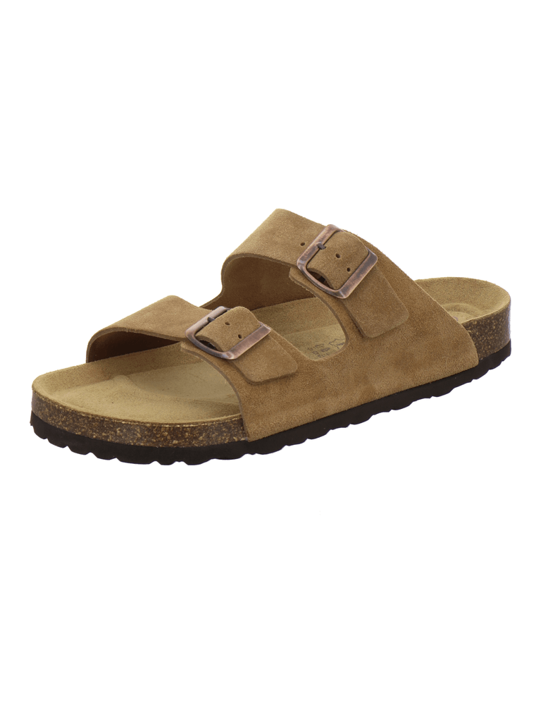 Pantoletten Herren Leder Zweischnaller cognac