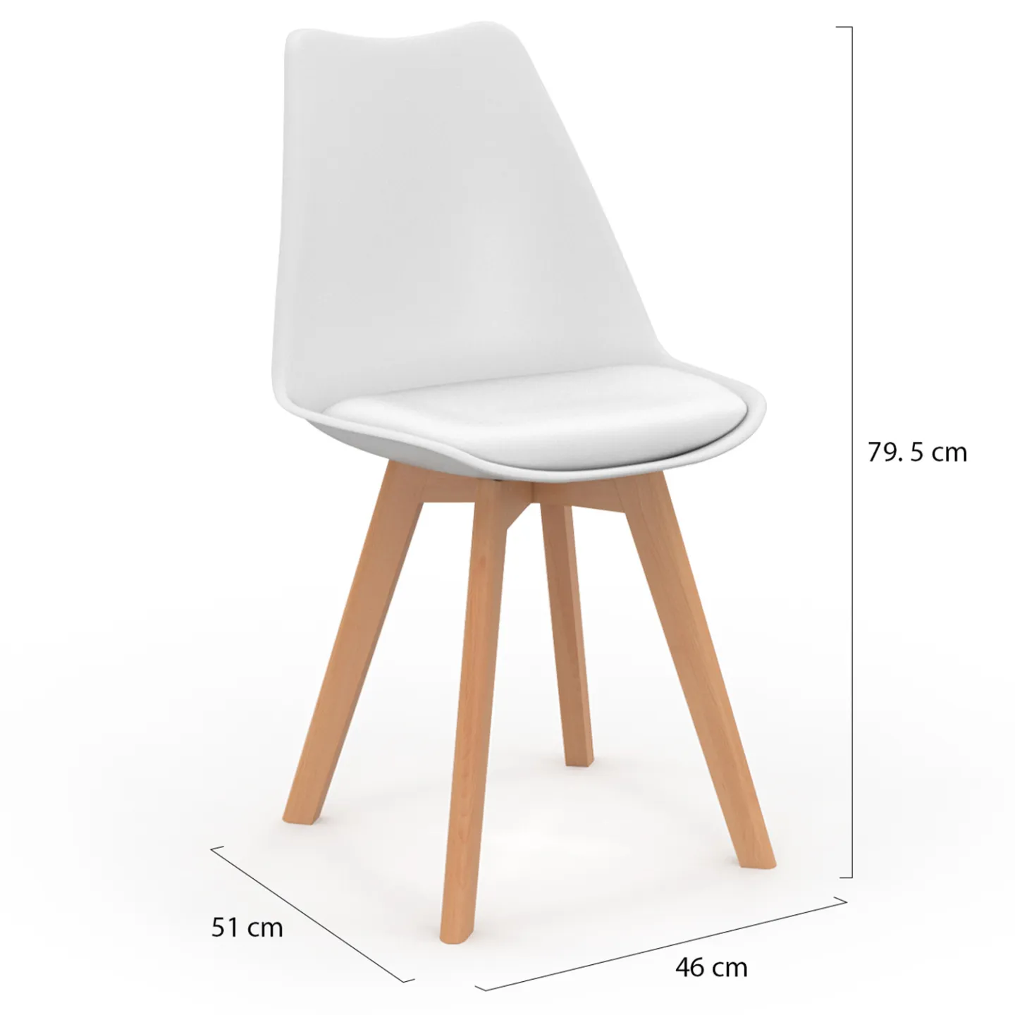Lot de 8 chaises scandinaves SARA mix color blanc x2, gris clair x2, gris foncé x2, noir x2