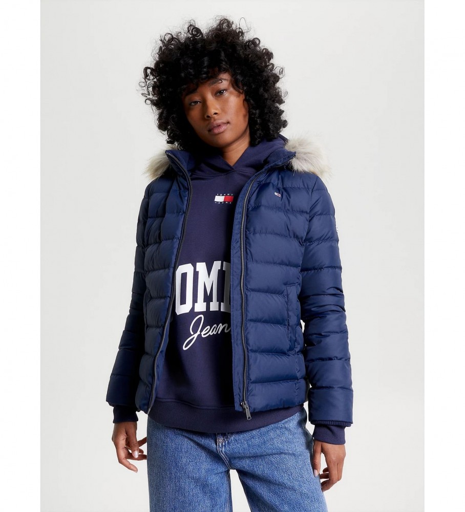 Jaqueta Tommy Jeans Essential Slim Fit com Capuz, Azul Marinho