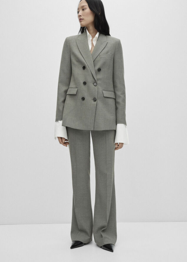 MANGO Double-breasted suit jacket Lt pastel grey